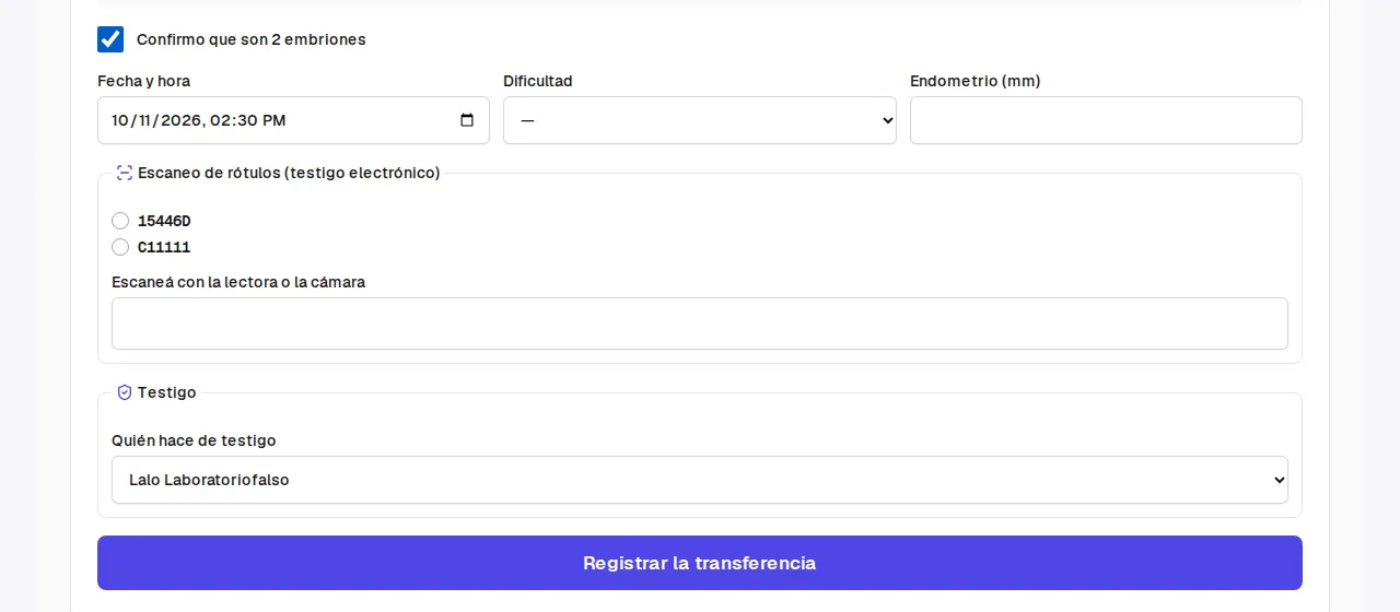 Transferência com leitura dos embriões
